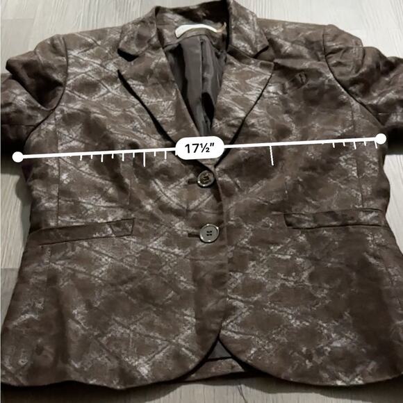 Calvin Klein Brown Silver Metallic‎ Long Sleeve Two Button Blazer Size 6 - Picture 6 of 8